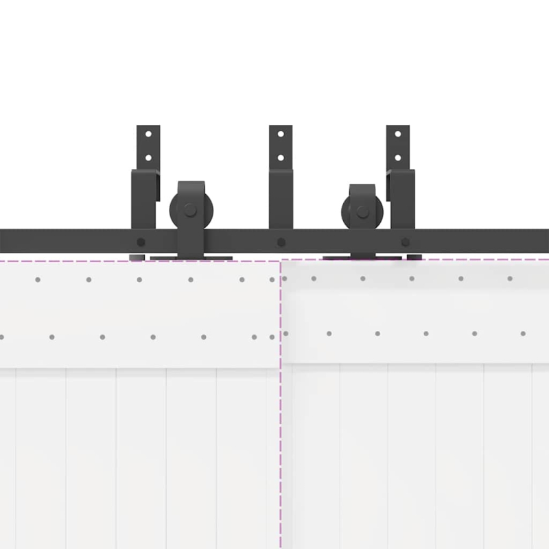 Schiebetürbeschlag-Set 305 cm Stahl Schwarz