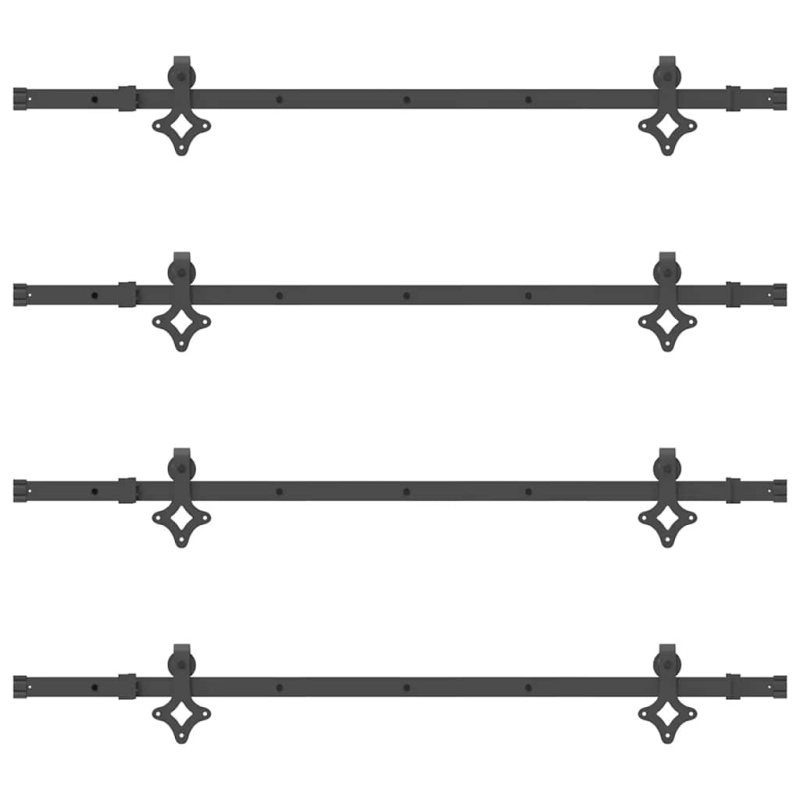 Schiebetürbeschlag-Set 305 cm Stahl Schwarz