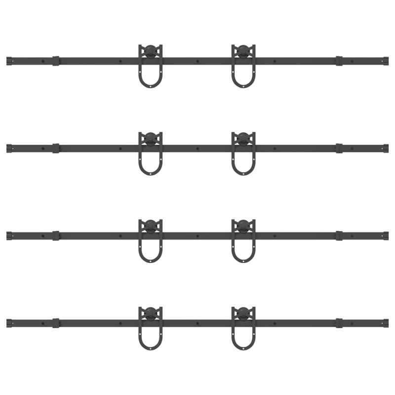 Schiebetürbeschlag-Set 400 cm Stahl Schwarz