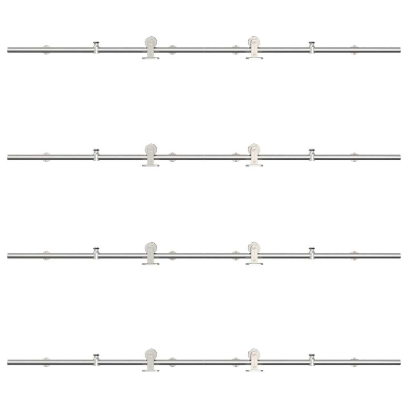 Schiebetür-Beschlagsatz 400 cm Edelstahl Silbern