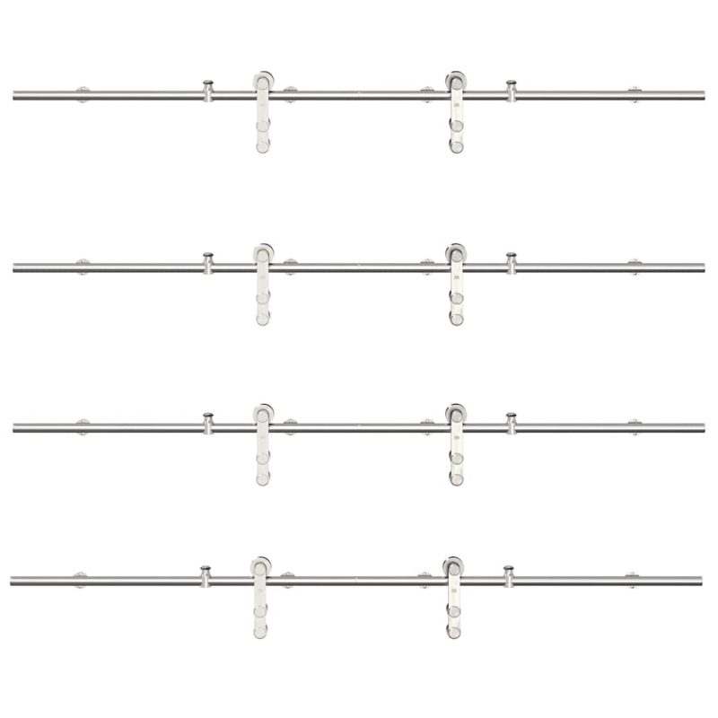 Schiebetür-Beschlagsatz 400 cm Edelstahl Silbern