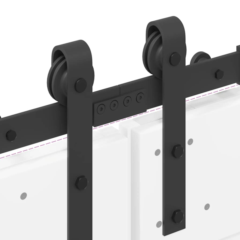 Schiebetürbeschlag-Set 305 cm Stahl Schwarz