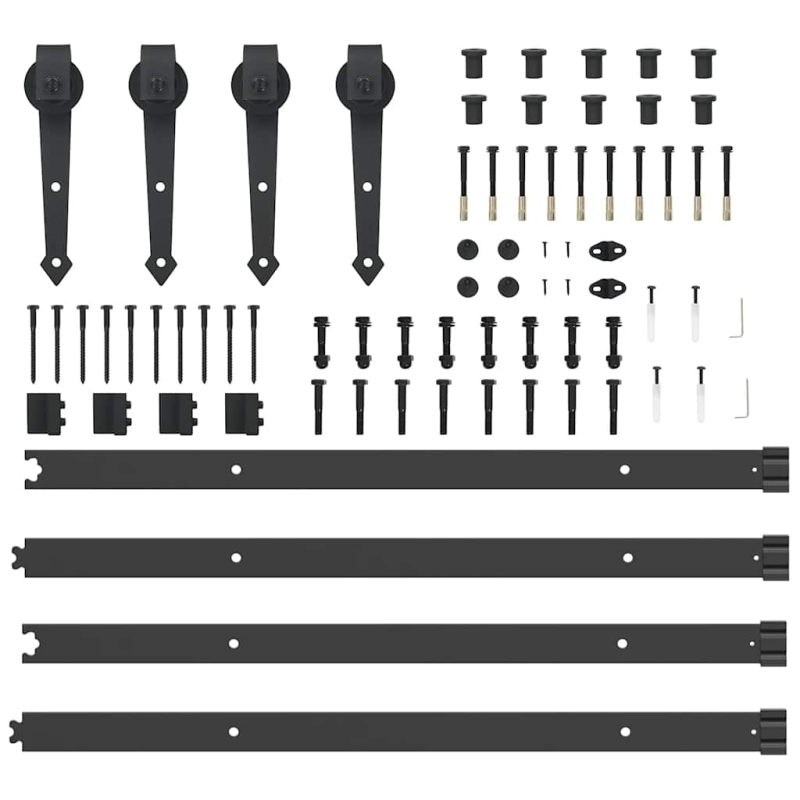 Schiebetürbeschlag-Set 305 cm Stahl Schwarz