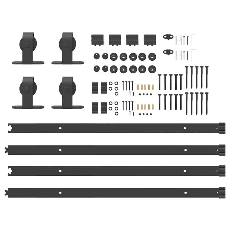 Schiebetürbeschlag-Set 400 cm Stahl Schwarz