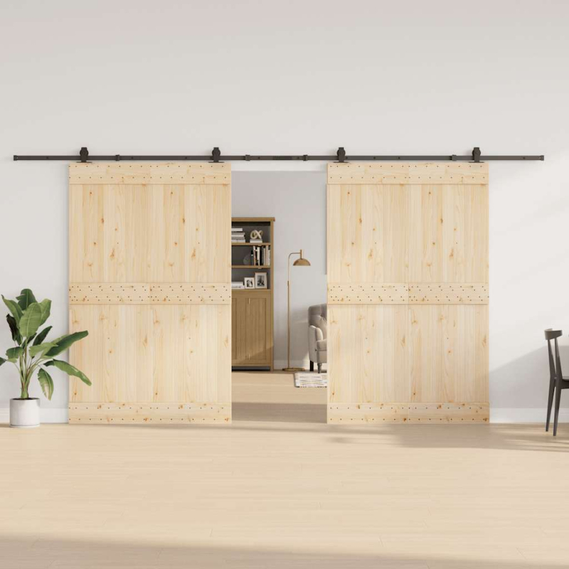 Schiebetürbeschlag-Set 427 cm Stahl Schwarz