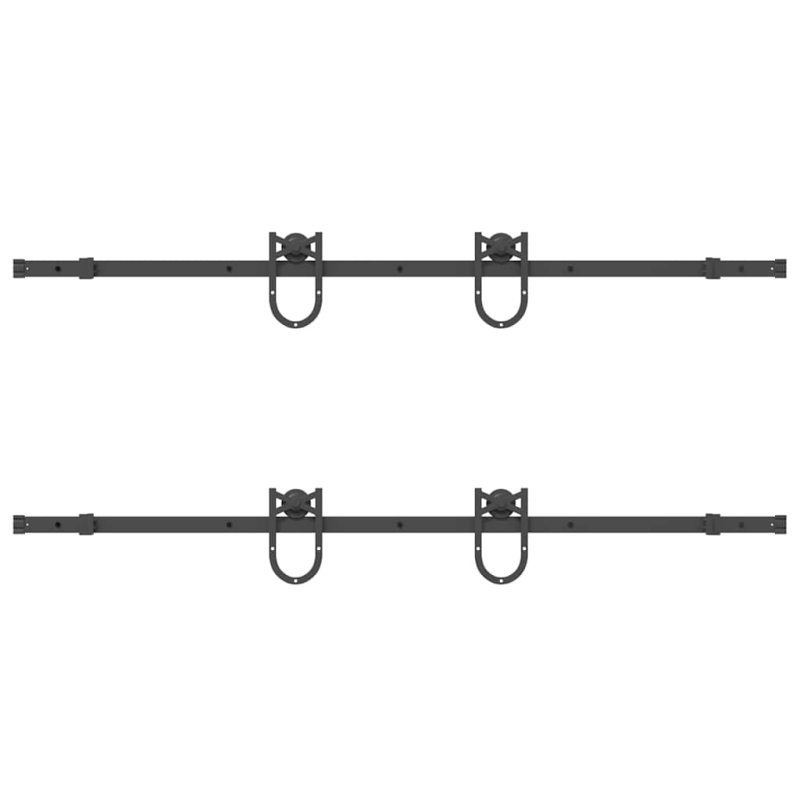 Schiebetürbeschlag-Set 366 cm Stahl Schwarz
