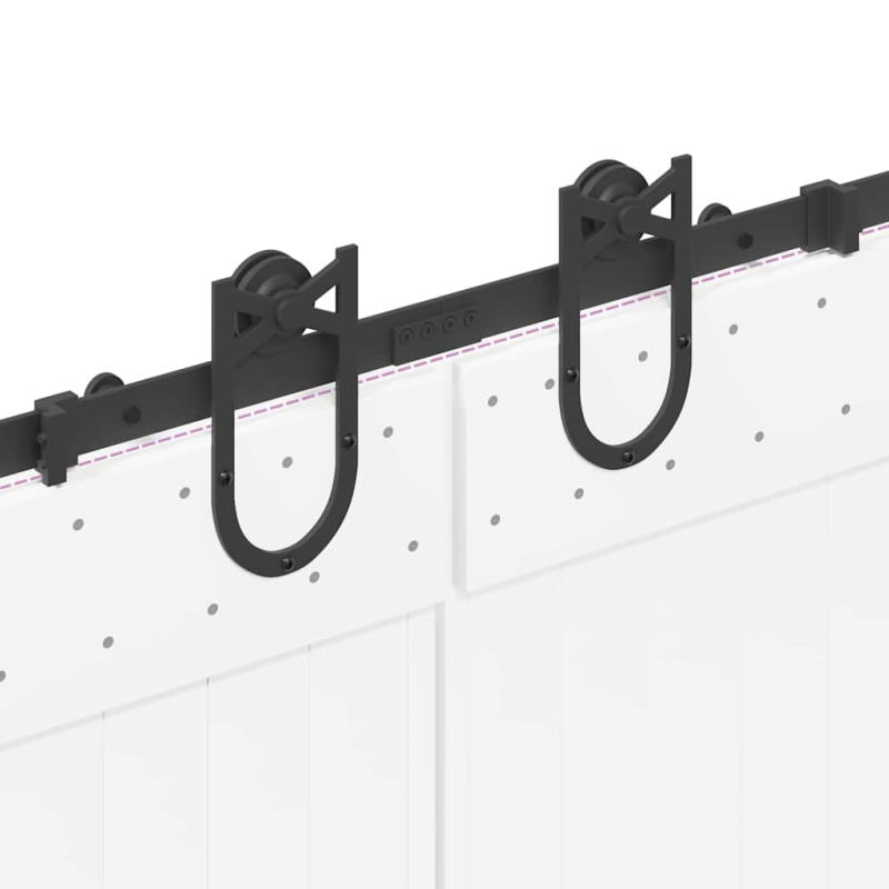 Schiebetürbeschlag-Set 366 cm Stahl Schwarz