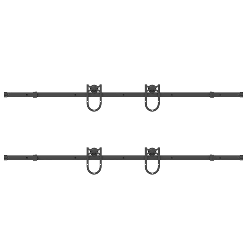 Schiebetürbeschlag-Set 400 cm Stahl Schwarz