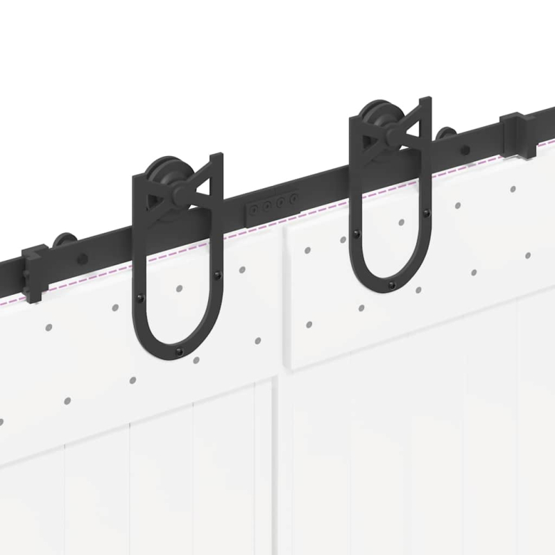 Schiebetürbeschlag-Set 400 cm Stahl Schwarz