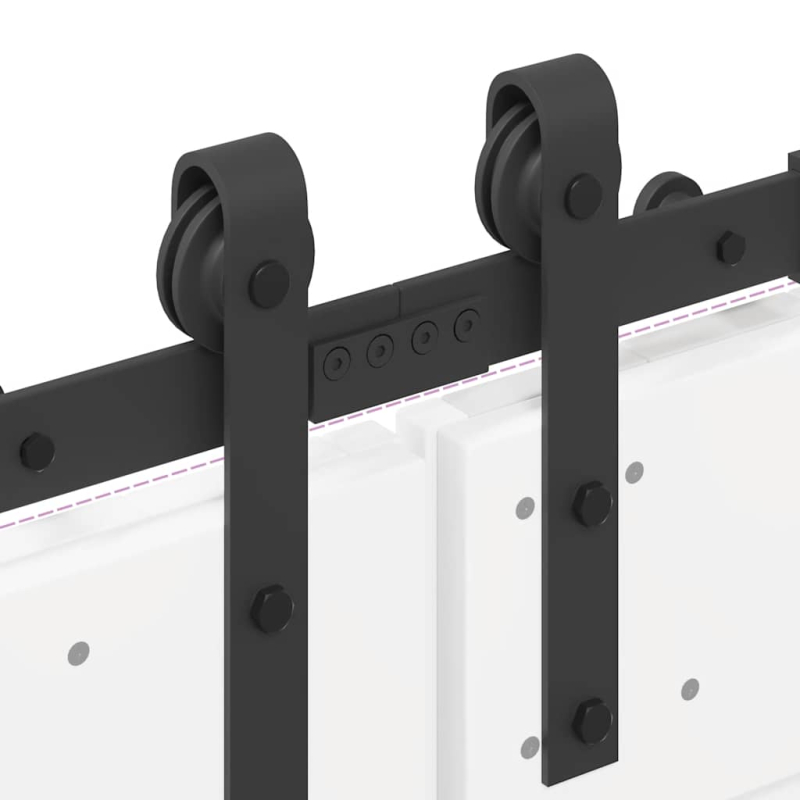 Schiebetürbeschlag-Set 400 cm Stahl Schwarz