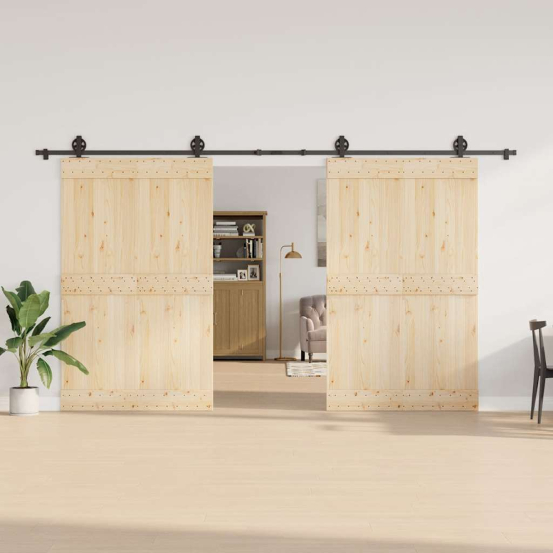 Schiebetürbeschlag-Set 400 cm Stahl Schwarz