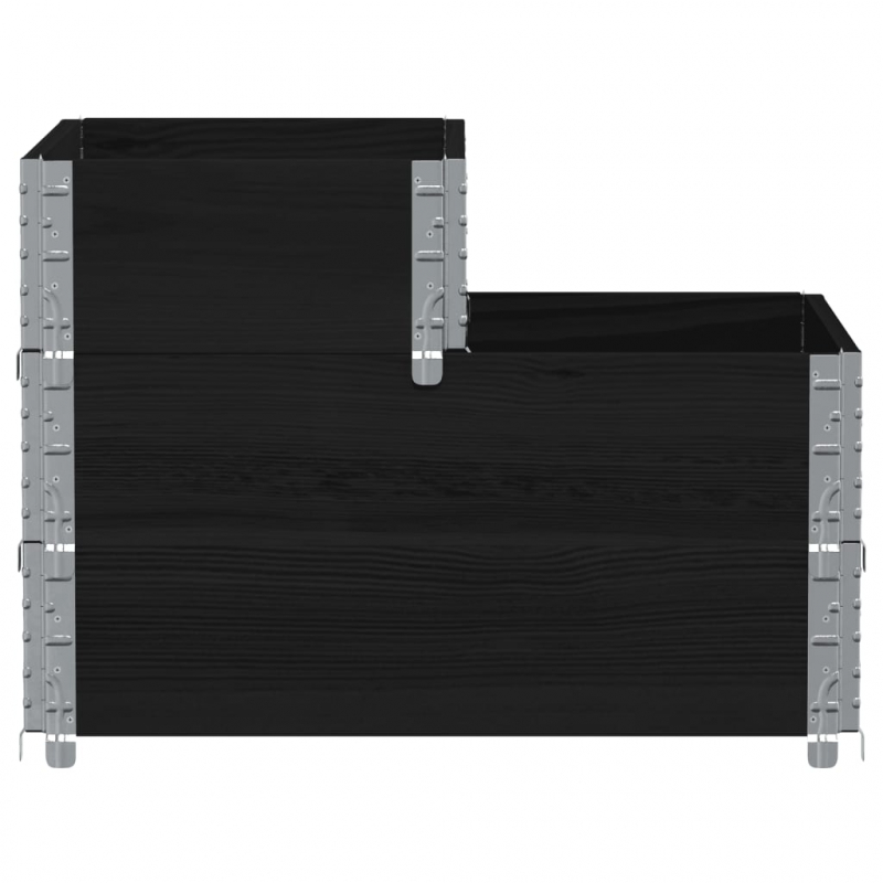 Paletten-Aufsatzrahmen 3-fach Schwarz 120x80 cm Massivholz