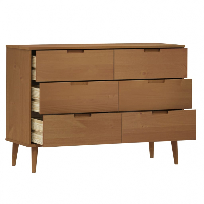 Schubladenschrank MOLDE Braun 113x40x80 cm Massivholz Kiefer