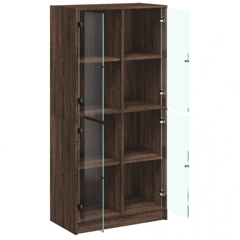 Highboard mit Türen Braun Eiche-Optik 68x37x142cm Holzwerkstoff