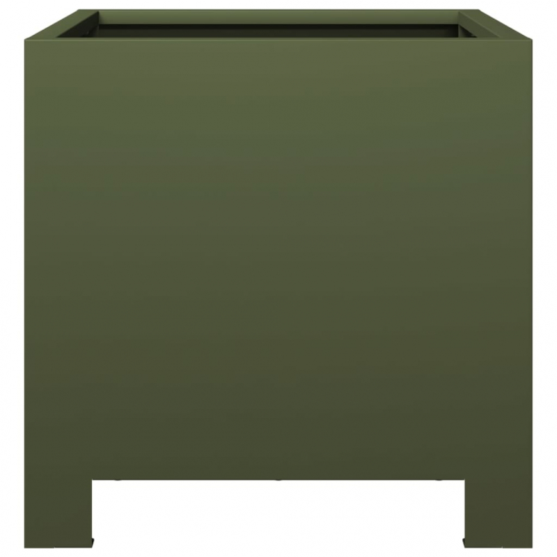 Pflanzkübel 2 Stk. Olivgrün 30x30x30 Stahl