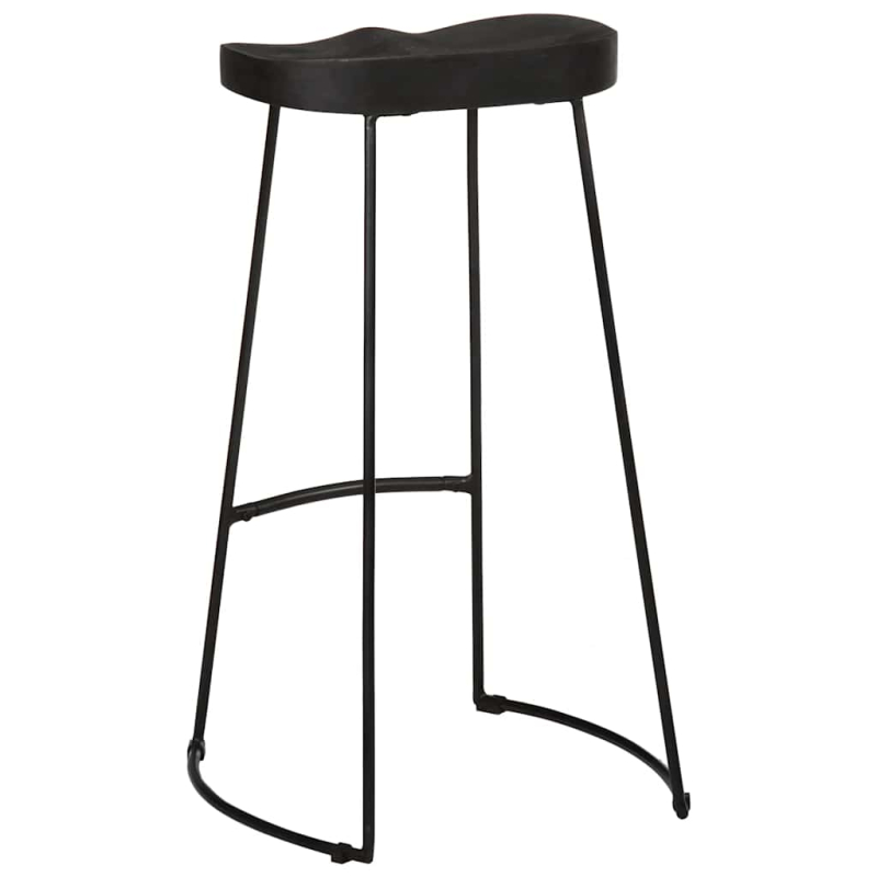 Barhocker 2 Stk. Schwarz 45x40x78 cm Mango Massivholz