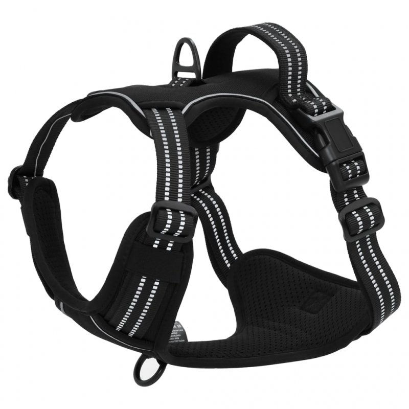 Hundegeschirr mit Leine & Halsband Verstellbar Schwarz XL