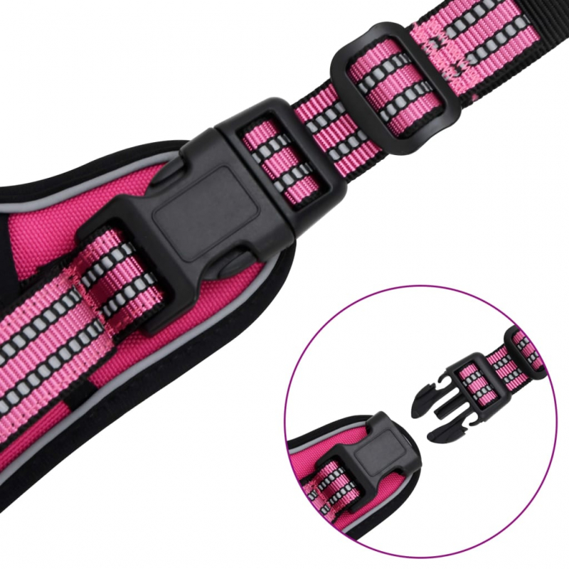 Hundegeschirr mit Leine & Halsband Verstellbar Rosa XL