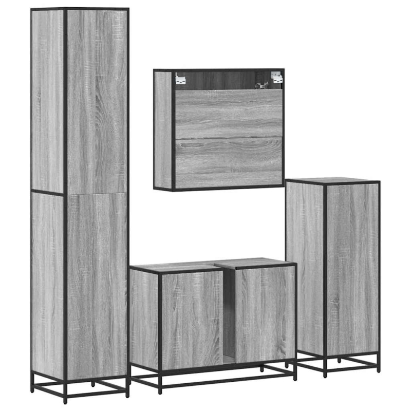 4-tlg. Badmöbel-Set Räuchereiche Holzwerkstoff