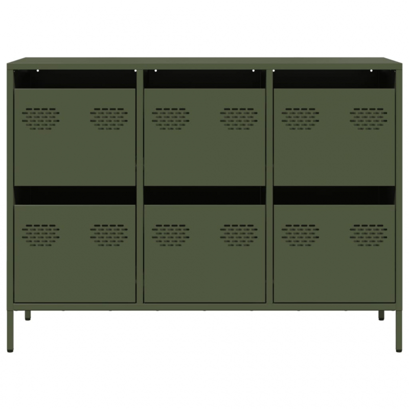 Sideboard Olivgrün 101,5x39x73,5 cm Kaltgewalzter Stahl
