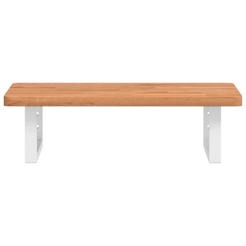 Waschbeckenregal Wandmontage Stahl und Massivholz Buche