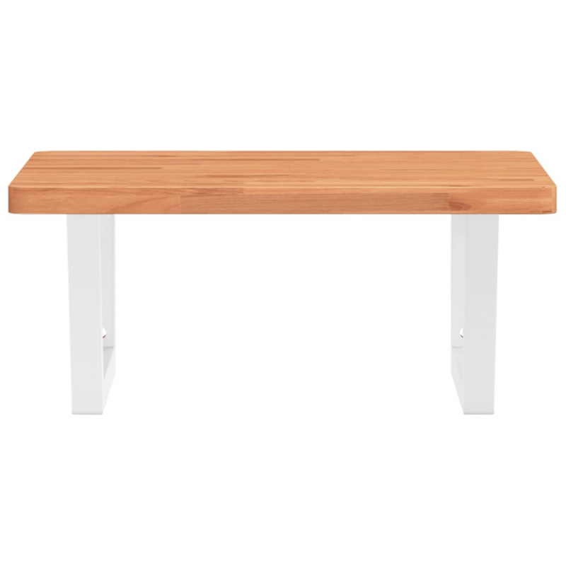 Waschbeckenregal Wandmontage Stahl und Massivholz Buche