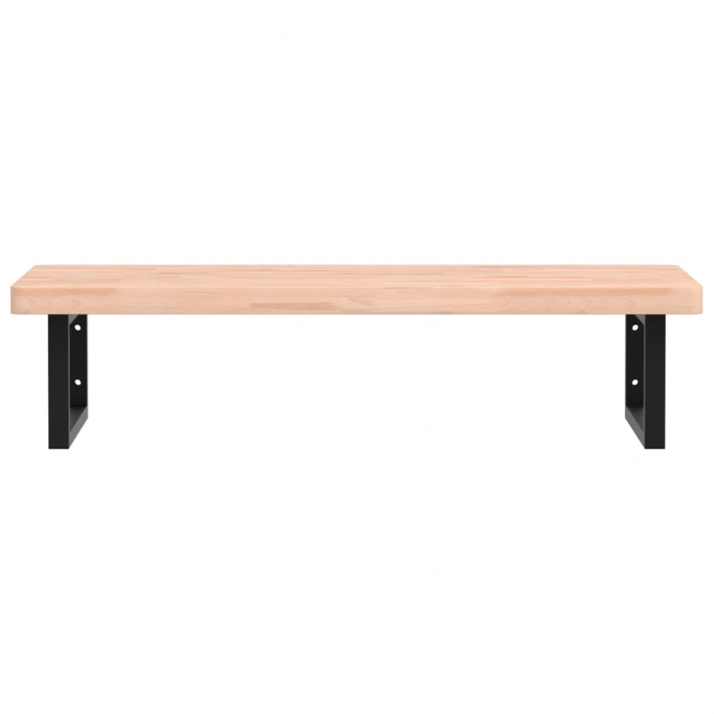 Waschbeckenregal Wandmontage Stahl und Massivholz Buche