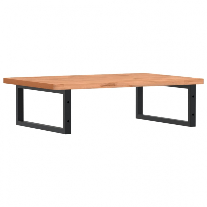 Waschbeckenregal Wandmontage Stahl und Massivholz Buche