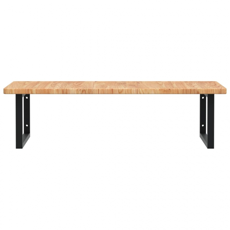 Waschtischplatte mit Halterung Stahl und Massivholz Eiche