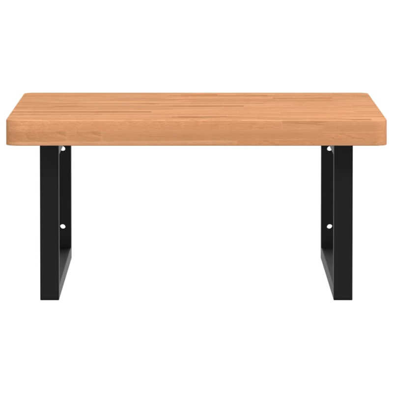 Waschbeckenregal Wandmontage Stahl und Massivholz Buche