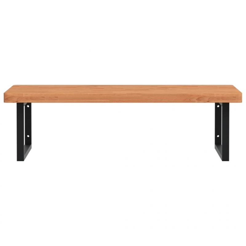 Waschbeckenregal Wandmontage Stahl und Massivholz Buche