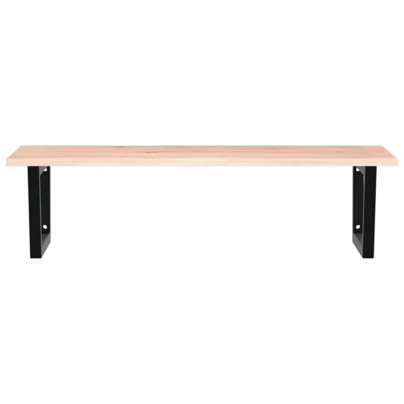 Waschtischplatte mit Halterung Stahl und Massivholz Eiche