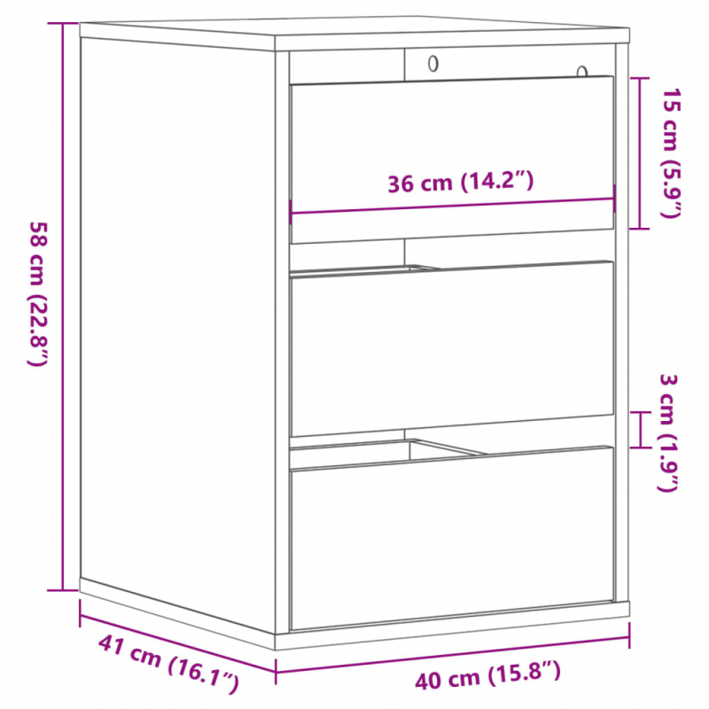 Kommode Schwarz 40x41x58 cm Holzwerkstoff