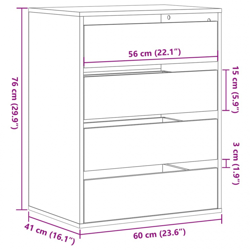 Kommode Schwarz 60x41x76 cm Holzwerkstoff
