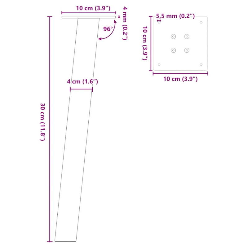 Couchtischbeine 4 Stk. Weiß 30 cm Stahl