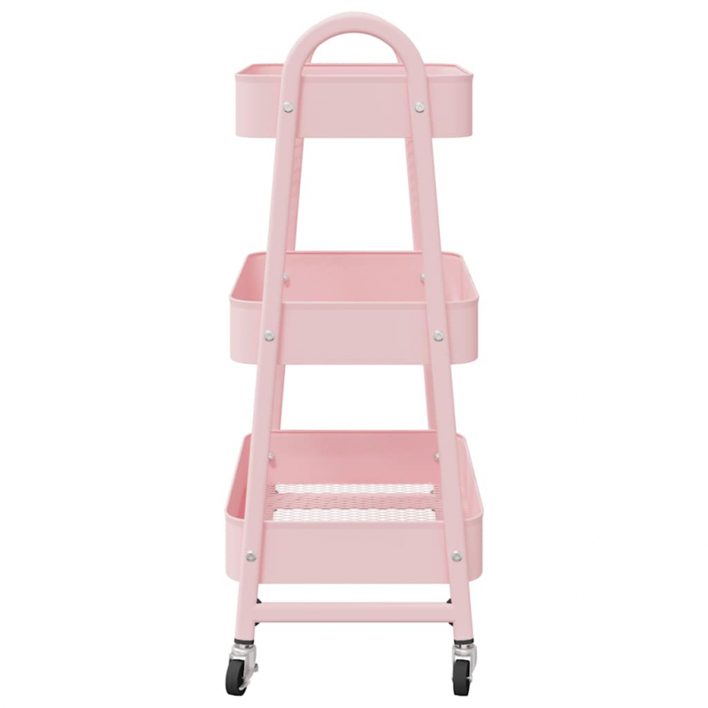 Aufbewahrungswagen 3 Etagen Rosa 42x41,5x77 cm Stahl