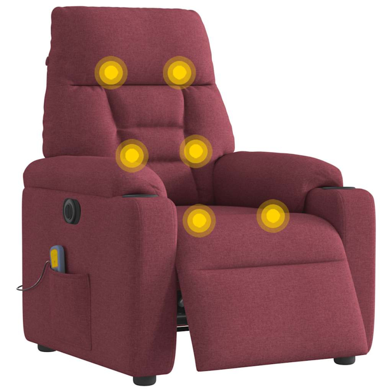 Massagesessel Elektrisch Weinrot Stoff