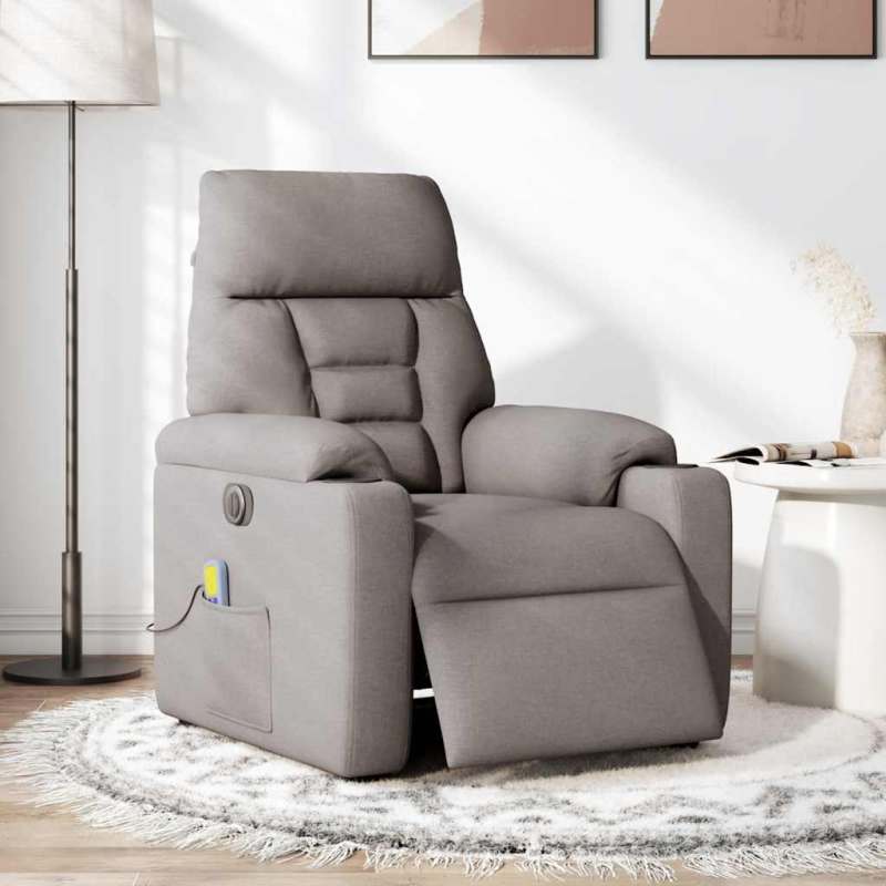 Massagesessel Elektrisch Taupe Stoff