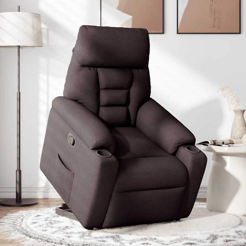 Relaxsessel mit Aufstehhilfe Dunkelbraun Stoff