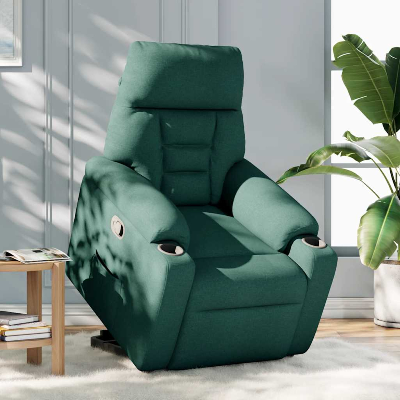 Relaxsessel mit Aufstehhilfe Dunkelgrün Stoff