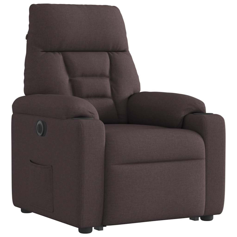 Relaxsessel mit Aufstehhilfe Elektrisch Dunkelbraun Stoff