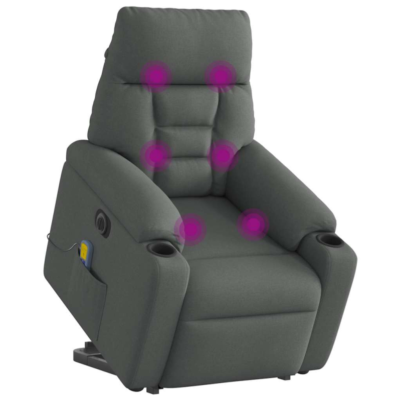 Elektrischer Massagesessel mit Aufstehhilfe Dunkelgrau Stoff