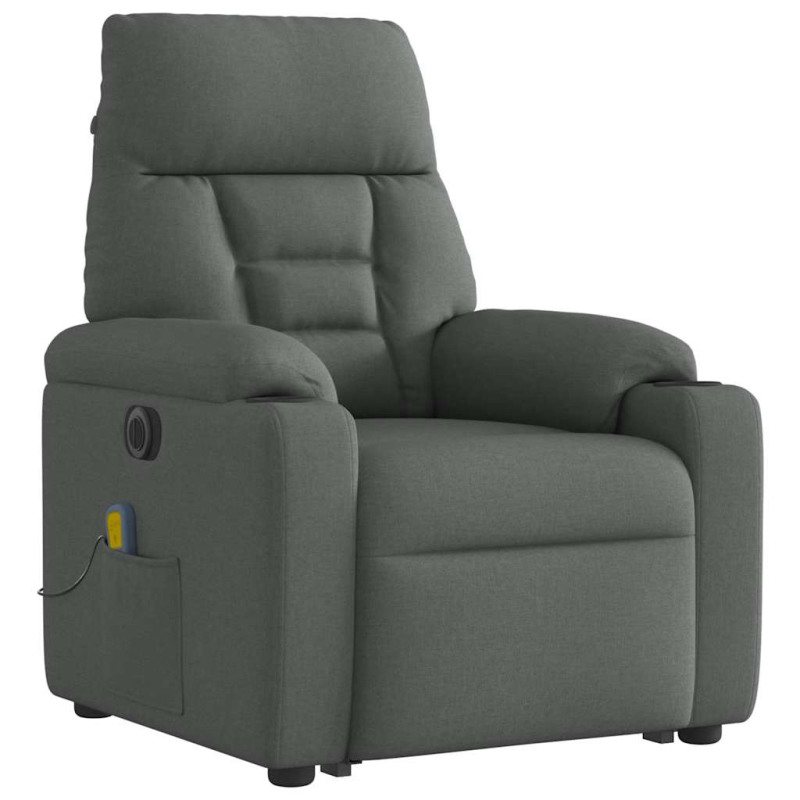 Elektrischer Massagesessel mit Aufstehhilfe Dunkelgrau Stoff