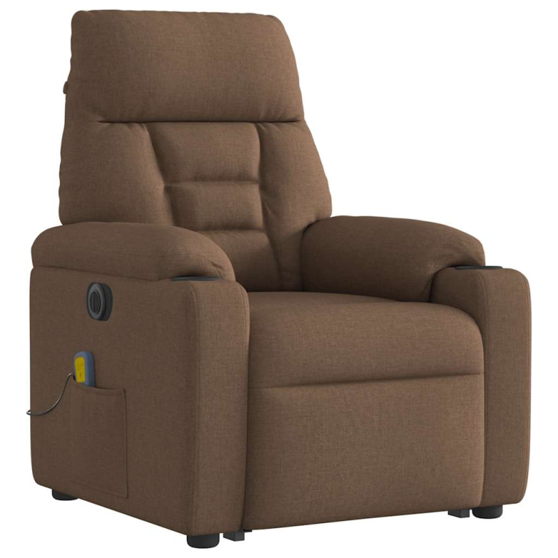 Elektrischer Massagesessel mit Aufstehhilfe Braun Stoff