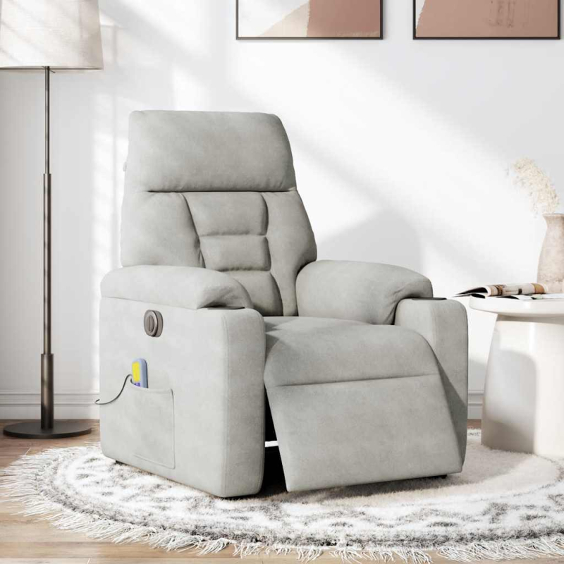 Massagesessel Elektrisch Hellgrau Mikrofasergewebe