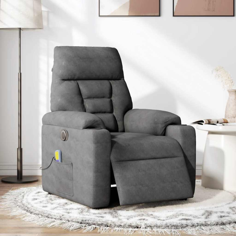 Massagesessel Elektrisch Dunkelgrau Mikrofasergewebe
