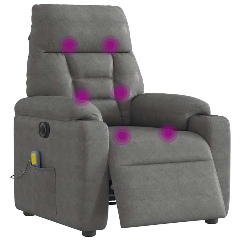 Massagesessel Elektrisch Dunkelgrau Mikrofasergewebe