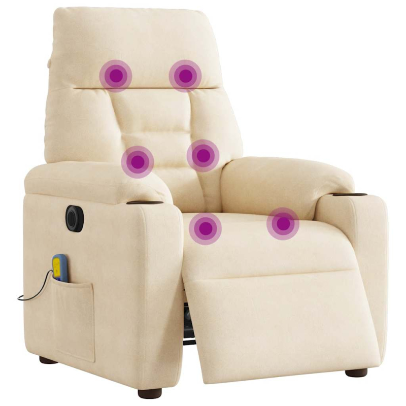 Massagesessel Elektrisch Beige Mikrofasergewebe