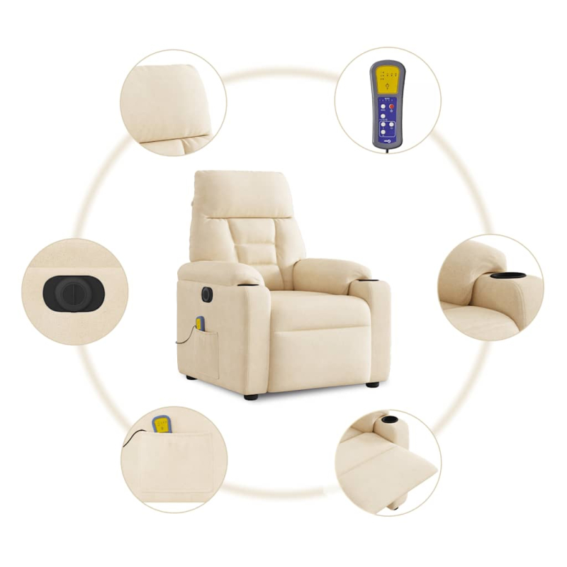 Massagesessel Elektrisch Beige Mikrofasergewebe