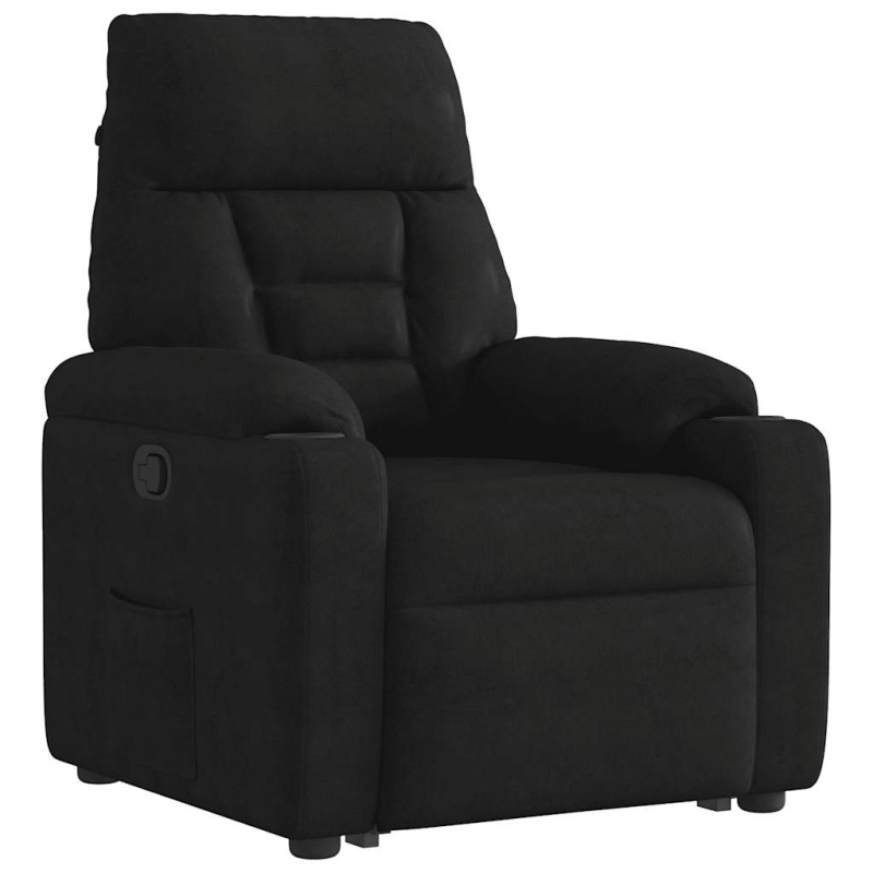 Relaxsessel mit Aufstehhilfe Schwarz Mikrofasergewebe